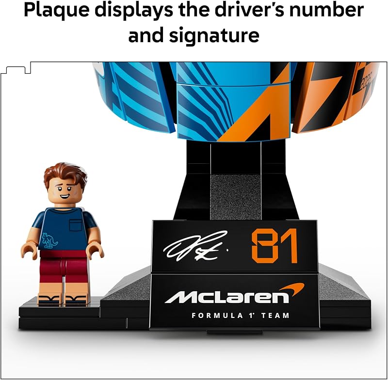 LEGO Editions McLaren MasterCard F1 Team Oscar Piastri Helmet Building Set for Teens Ages 14 F1 Bedroom Office or Shelf Decor for Fans Gift for Teenage Boys Girls 43017