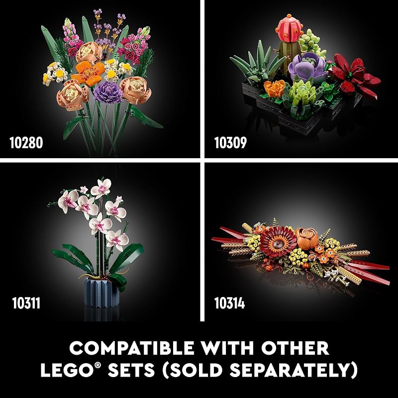 LEGO Botanicals Artificial Wildflower Bouquet Fake Indoor Flowers Building Set for Home Kitchen Desk Decoration Adults Ages 18 Gift for Birthdays 10313