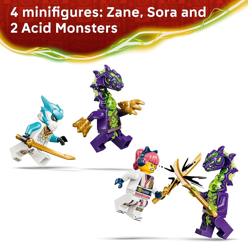 LEGO NINJAGO Zanes Ice Dragon Battle 71865 Building Toys for Boys Girls Ages 4 Posable Snake Dragon Figures Pretend Play 4 Minifigures 141 pieces Gift Idea