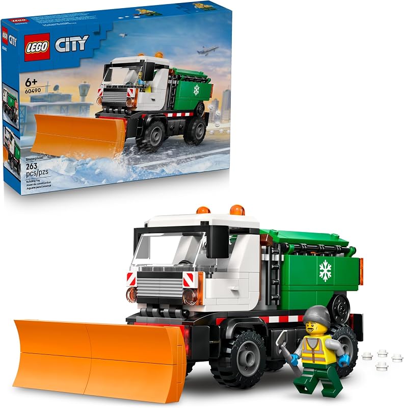 LEGO City Snowplow Truck Building Toy for Kids Pretend Play Vehicle for Boys Girls Ages 5 Toy Truck W Movable Plow Driver Minifigure Gift Idea for Birthdays 60490