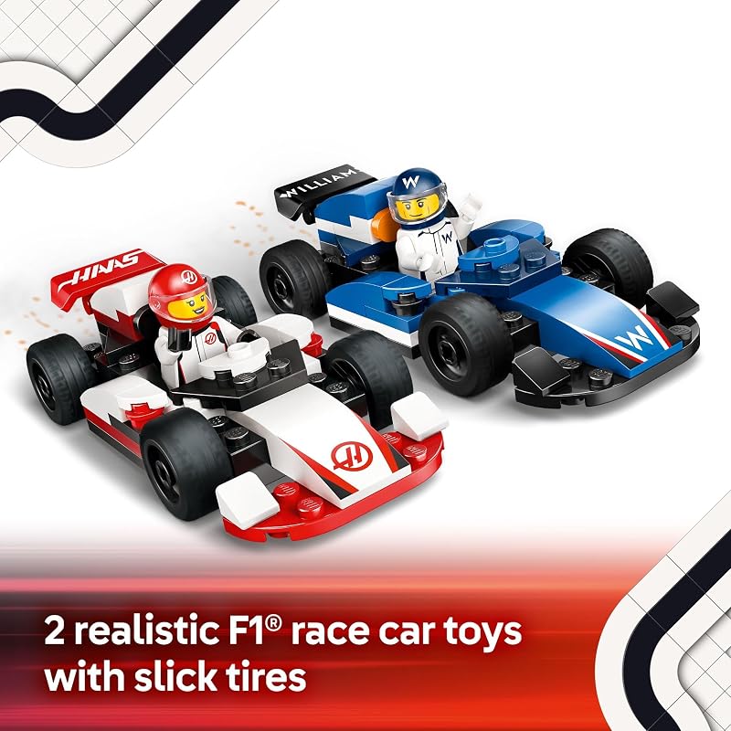 LEGO City F1 Williams Racing Haas F1 Race Car Toys Car Building Toy Set for Kids Boys and Girls Ages 4 Preschool Toy for Fans Gift Idea for Birthdays 60464