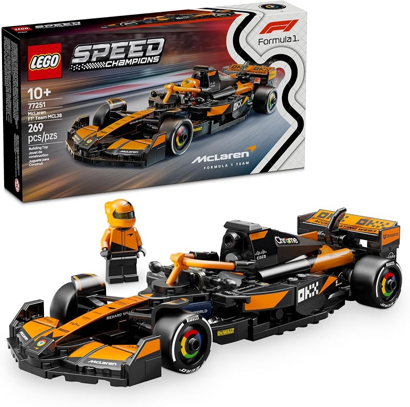 LEGO Speed Champions McLaren F1 Team MCL38 Race Car Toy Building Set for Kids Boys Girls Ages 10 Toy Car for F1 Fans Gift Idea for Birthday 77251