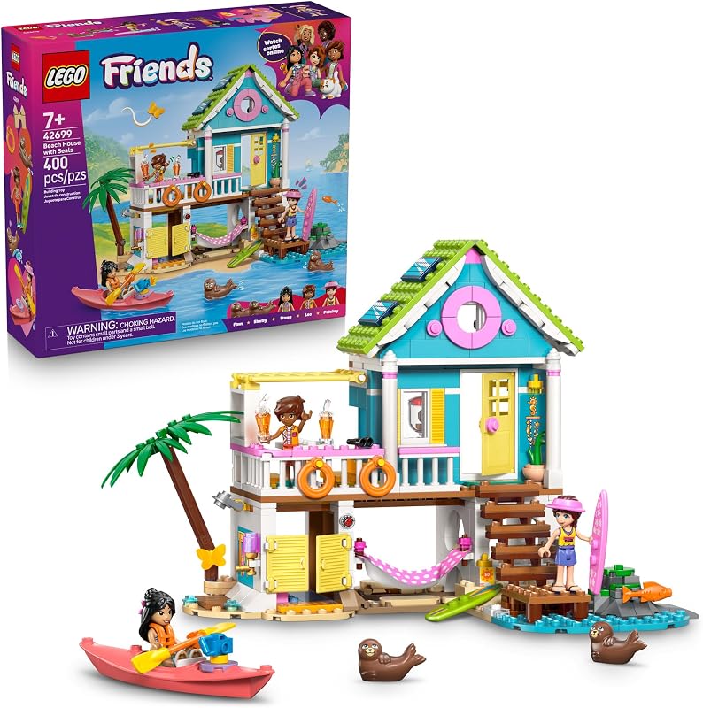 LEGO Friends Beach House with Seals Building Toy for Girls Boys Pretend Play Set for Kids Ages 7 W 3 Minidolls 2 Toy Animals Accessories Gift Idea for Birthdays 42699