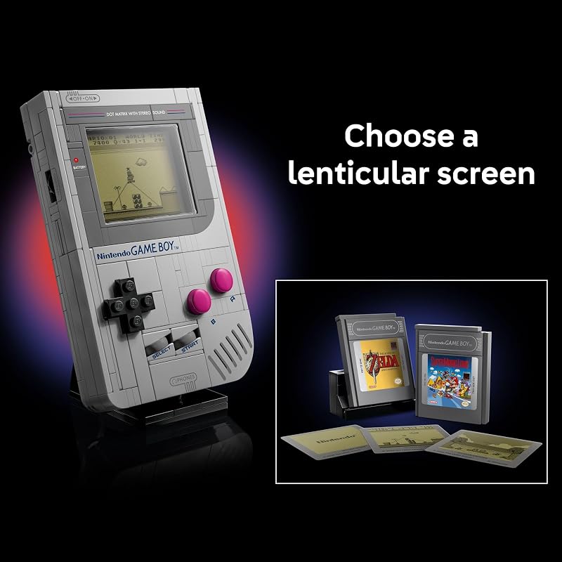LEGO Super Mario Game Boy Retro Building Sets for Adults Ages 18 Gifts for Birthdays Collectible Model with Game Paks and Display Stand 72046