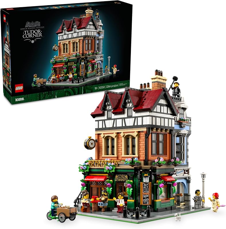 LEGO Icons Tudor Corner Building Set for Adults 18 DIY Miniature House Kit Collectible Mini House Building Set for Men and Women Crafting Gift for Adults 10350