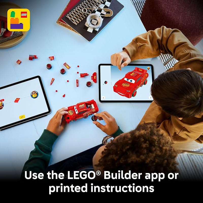 LEGO Speed Champions Lightning McQueen Toy Disney Pixar Cars Building Blocks for Kids Boys Girls Ages 9 Pretend Play Race Car Bedroom Shelf Display 77255
