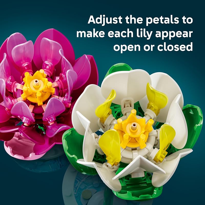 LEGO Botanicals Water Lilies 11511 Building Toys for Girls Boys Ages 9 Decor for Bedroom Desk Artificial Flowers 259 pieces Gift for Birthdays