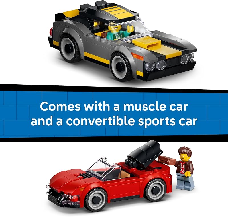 LEGO City Drive Through Car Wash 60497 Building Toys for Boys Girls Ages 6 Toy Cars Playset for Pretend Play 4 Minifigures 583 pieces Gift Idea