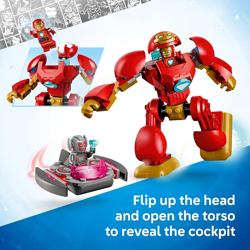 LEGO Marvel Iron Man and His Awesome Friends Ultron vs Iron Man 11209 Preschool Building Toys for Boys Girls Ages 4 Marvel Action Figures Sturdy Build for Pretend Play 96 pieces Gift Idea