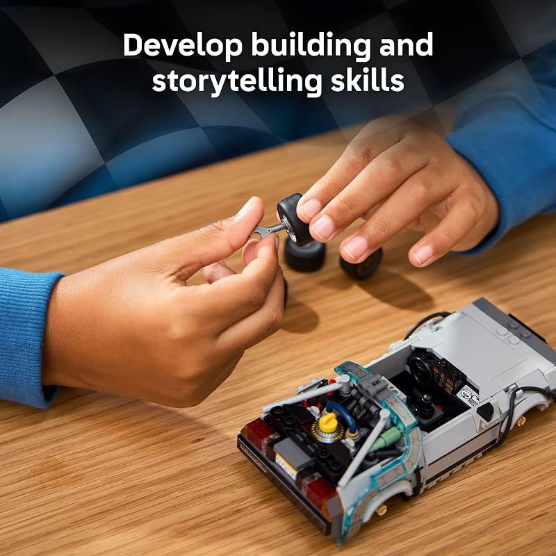 LEGO Speed Champions Time Machine from Back to The Future Building Toy for Kids Pretend Play Display Car Toy W 2 Build Modes for Boys Girls Ages 9 Gift for Birthdays 77256