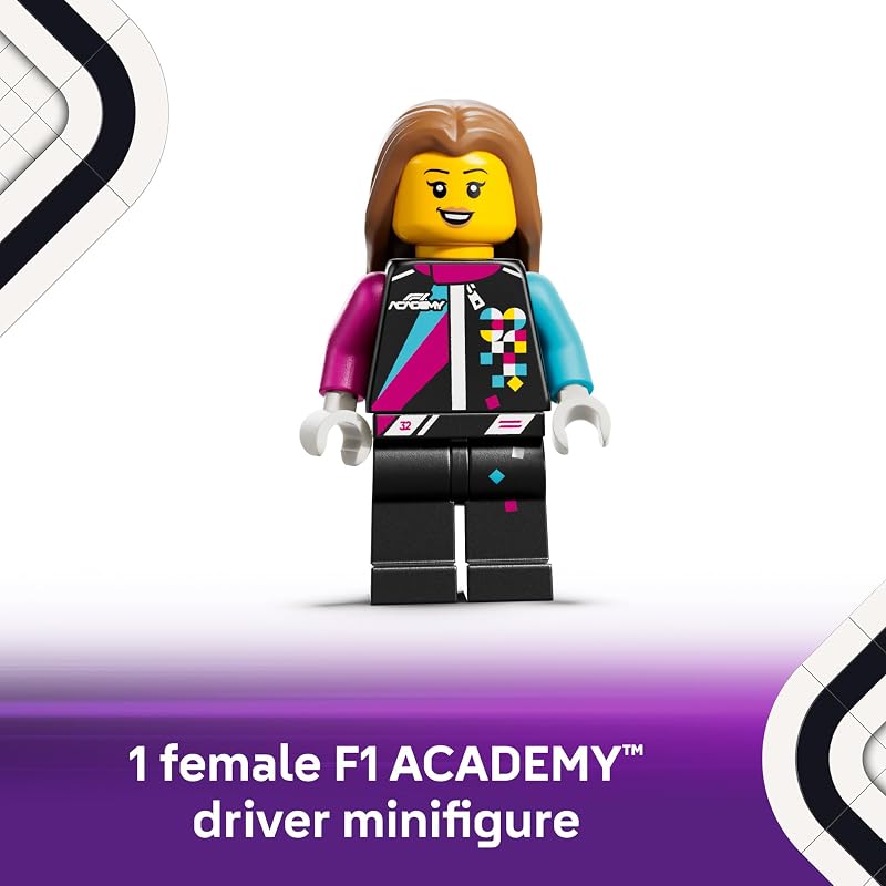 LEGO Speed Champions F1 ACADEMY Race Car Building Toy Pretend Play Racing Vehicle W F1 ACADEMY Minifigure Play Display Toy Car for Boys Girls Ages 10 Gift Idea for Birthdays 77258
