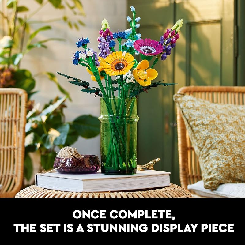 LEGO Botanicals Artificial Wildflower Bouquet Fake Indoor Flowers Building Set for Home Kitchen Desk Decoration Adults Ages 18 Gift for Birthdays 10313
