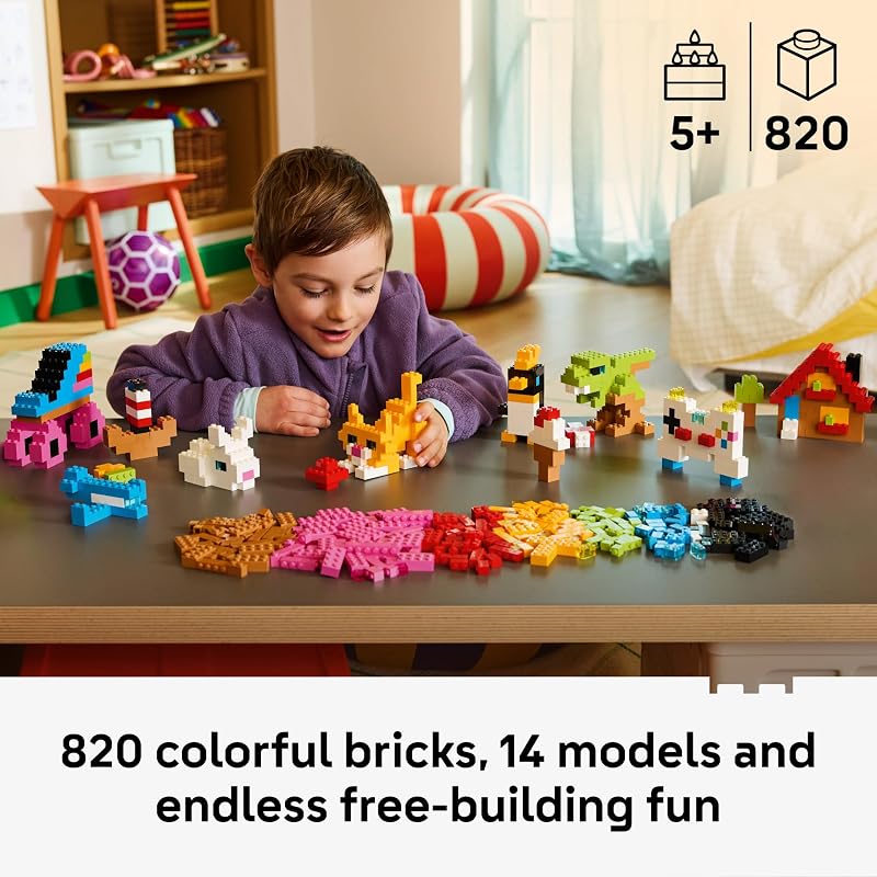LEGO Classic Creative Colorful Bricks 11045 Preschool Building Toys for Girls Boys Ages 5 Sturdy Build for Pretend Play 820 pieces Gift Idea