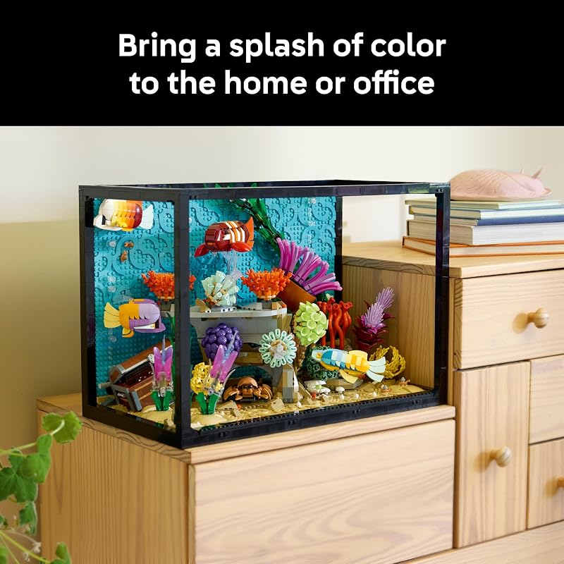LEGO Icons Tropical Aquarium Building Set for Adults Ages 18 Bedroom Home Office Decor Gifts for Men Women Model Fish Kit with Plants Corals 10366