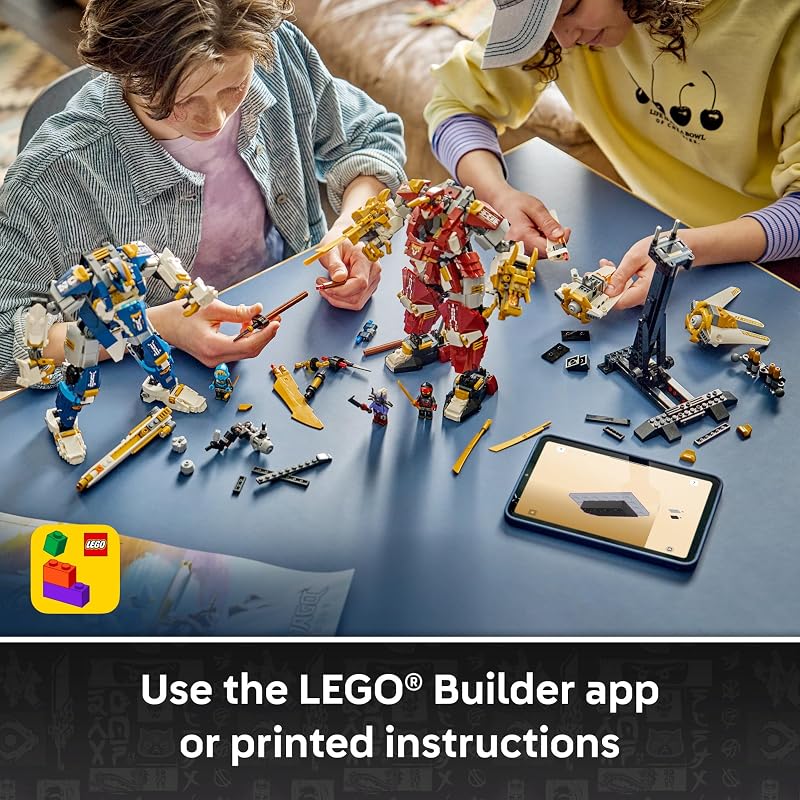 LEGO NINJAGO The Twin Titan Mechs 71870 Building Toys for Boys Girls Ages 12 Posable Mech Action Figures 3 Minifigures 1707 pieces Gift for Birthdays