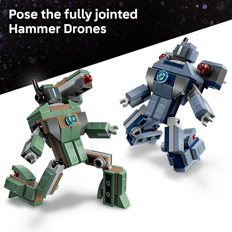 LEGO Marvel Iron Man War Machine vs Hammer Drones Building Toy Pretend Play Set W 2 Toy Minifigures Kids Building Blocks for Boys Girls Ages 7 Gift Idea for Birthdays 76320