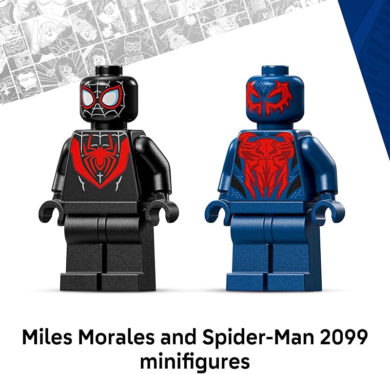 LEGO Marvel Miles Morales Mech vs Spider Man 2099 Building Toy for Boys Girls Poseable Super Hero Mech 2 Marvel Minifigures for Kids Fans Ages 6 Gift Idea for Birthdays 76337