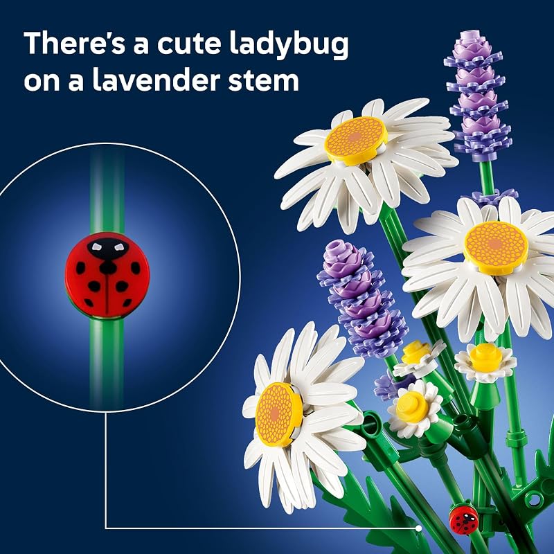 LEGO Botanicals Daisies Building Toy Artificial Flowers Crafting Kit for Girls Boys Ages 9 Kids Room Decor for Book Shelf or Desk Gift Idea for Birthdays 11508