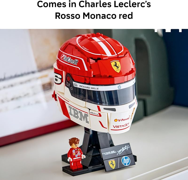 LEGO Editions Scuderia Ferrari HP Charles Leclerc Helmet Building Set for Teens Ages 14 Collectible F1 Display Bedroom or Home Office Decor Gift for Formula 1 Fans 43014
