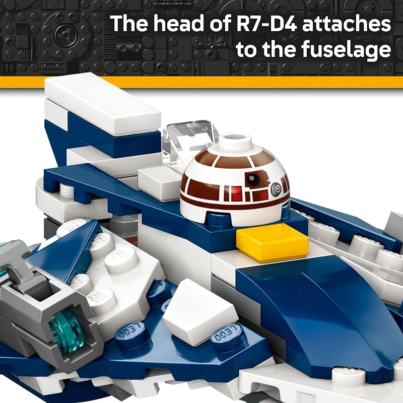 LEGO Star Wars Plo Koons Jedi Starfighter Microfighter Juguete para Niños Juguete de construcción para juego de simulación Juego de las Guerras Clon y decoración de habitación para niños y niñas