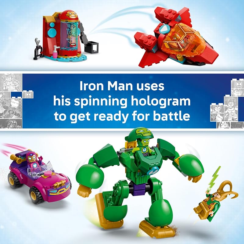 LEGO Marvel Iron Man and His Awesome Friends Loki vs Team Iron Man 11211 Preschool Building Toys for Boys Girls Ages 4 Action Figures Sturdy Build for Pretend Play 204 pieces Gift Idea
