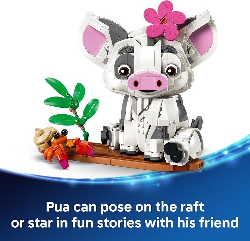 LEGO Disney Moana Pua 43292 Building Toys for Girls Boys Ages 9 Moana Displayable Toy for Bedroom Desk 885 pieces Gift for Birthdays