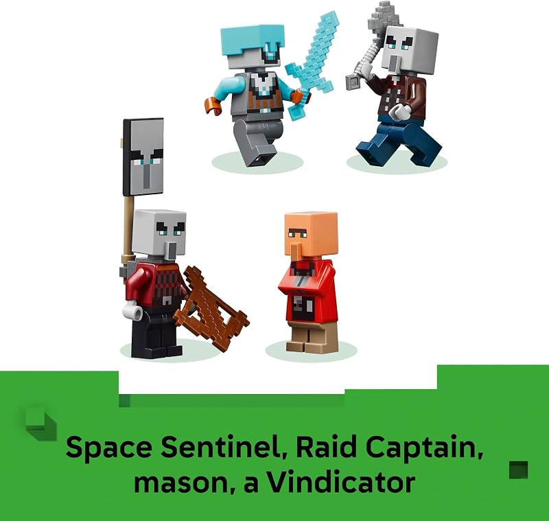 LEGO Minecraft The Pillager Outpost and Ravager Building Toy Video Game Building Blocks for Kids Boys Girls Ages 9 Includes Space Sentinel 3 Minifigures Gift Idea for Gamers 21278