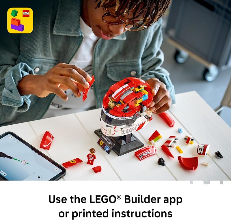 LEGO Editions Scuderia Ferrari HP Charles Leclerc Helmet Building Set for Teens Ages 14 Collectible F1 Display Bedroom or Home Office Decor Gift for Formula 1 Fans 43014