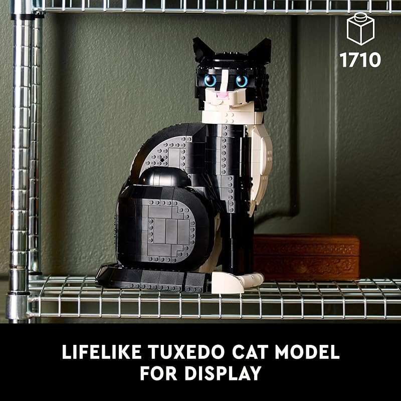 LEGO Ideas Tuxedo Cat Building Sets for Adults Ages 18 DIY Crafts Kit for Home Decor Living Room or Bedroom Gift for Animal Lovers 21349