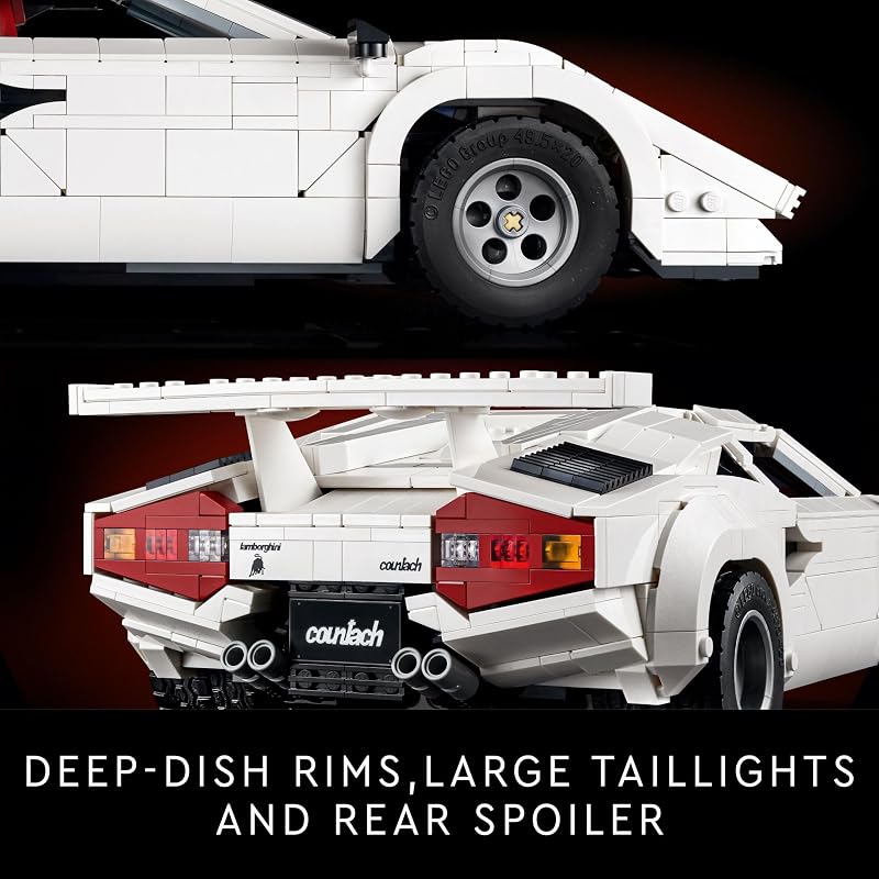 LEGO Icons Lamborghini Countach 5000 Quattrovalvole Model Car Kit Collectible Building Set for Adults Ages 18 Detailed Lamborghini Car Kit with Scissor Doors V12 Engine and More 10337