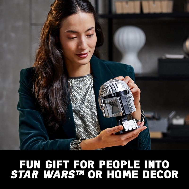 LEGO Star Wars The Mandalorian Helmet 75328 Buildable Model Kit Display Collectible Decoration Set for Adults Men Women Mom Dad Collectible Gift Idea