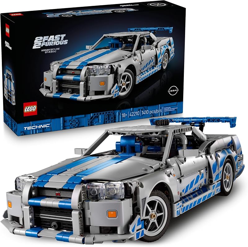 LEGO Technic 2 Fast 2 Furious Nissan Skyline GT R R34 Car DIY Kit and Building Set for Adults Collectible Model Street Racer with Drift Function Gift for Car Enthusiasts and Movie Fans 42210