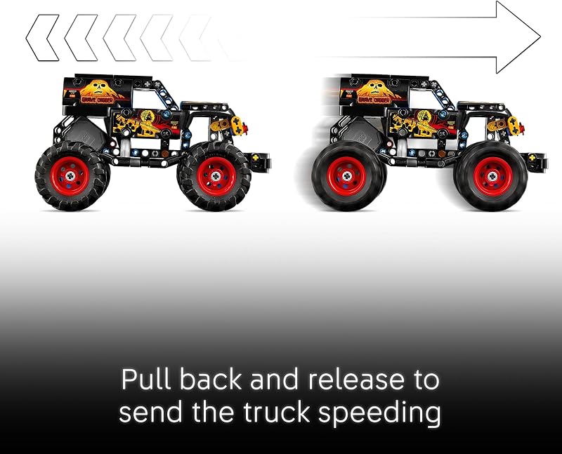LEGO Technic Monster Jam Grave Digger Fire and Ice Building Toy for Boys Girls Monster Truck Toy W Pull Back Racing Action for Kids Ages 7 Gift Idea for Birthdays 42219