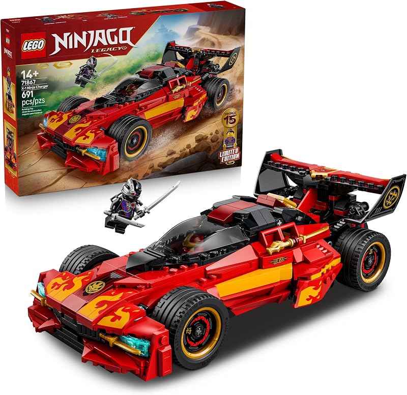 LEGO NINJAGO X 1 Ninja Charger 15th Anniversary 71867 Collectible Building Set for Boys Girls Ages 14 Toy Car Motorcycle 3 Minifigures 691 pieces Gift for Birthdays