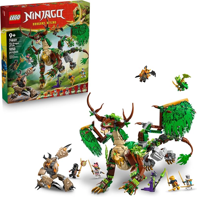 LEGO NINJAGO The Dragon of Life Building Toy for Boys Girls Poseable Dragon Toy Figure Playset for Kids Ages 9 W Mini Mech 8 Minifigures for Pretend Play Gift Idea for Birthdays 71859