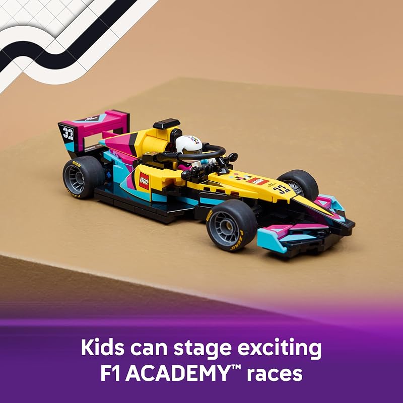 LEGO Speed Champions F1 ACADEMY Race Car Building Toy Pretend Play Racing Vehicle W F1 ACADEMY Minifigure Play Display Toy Car for Boys Girls Ages 10 Gift Idea for Birthdays 77258