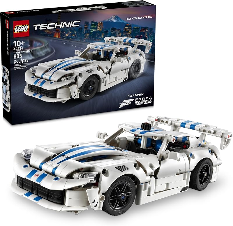 LEGO Technic Dodge Viper GTS R Sports Car 42234 Building Toys for Boys Girls Ages 10 Toy Car for Display for Bedroom or Book Shelf 805 pieces Gifts for Kids