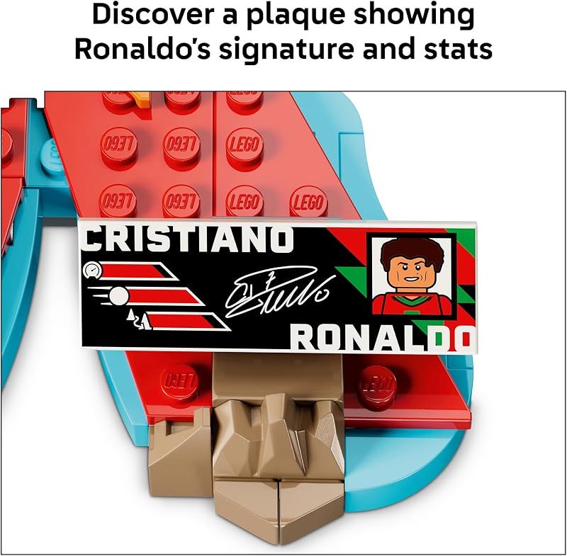 LEGO Editions Cristiano Ronaldo Soccer Highlights Building Set for Boys Girls Ages 10 Collectible Soccer Gift with Plaque Kids Bedroom or Shelf Decor 43012