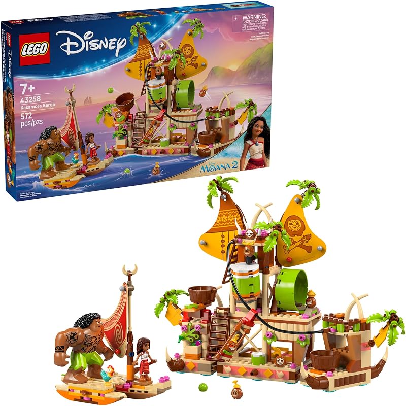 LEGO Disney Moana 2 Kakamora Barge Kids Toy Pretend Play Building Set for Boys and Girls Ages 7 9 Characters Including Moana Maui Kotu and HeiHei Gift Idea for Birthdays 43258