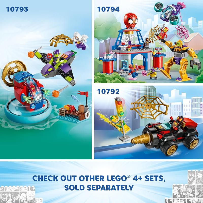 LEGO Marvel Team Spidey Web Spinner Headquarters Building Toy Pretend Play Spidey and His Amazing Friends Toys Playset for Boys Girls Ages 4 Years 3 Superhero Minifigures 10794