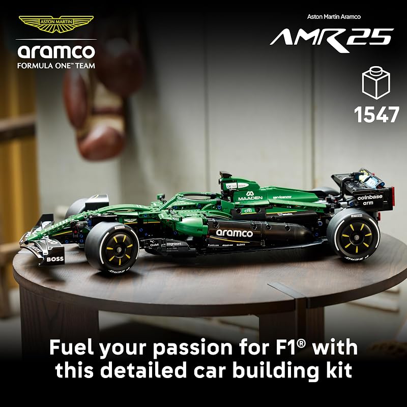 LEGO Technic Aston Martin Aramco AMR25 F1 Car Juego de construcción para adultos mayores de 18 años Kit de modelo de automóvil con características detalladas Decoración de dormitorio o