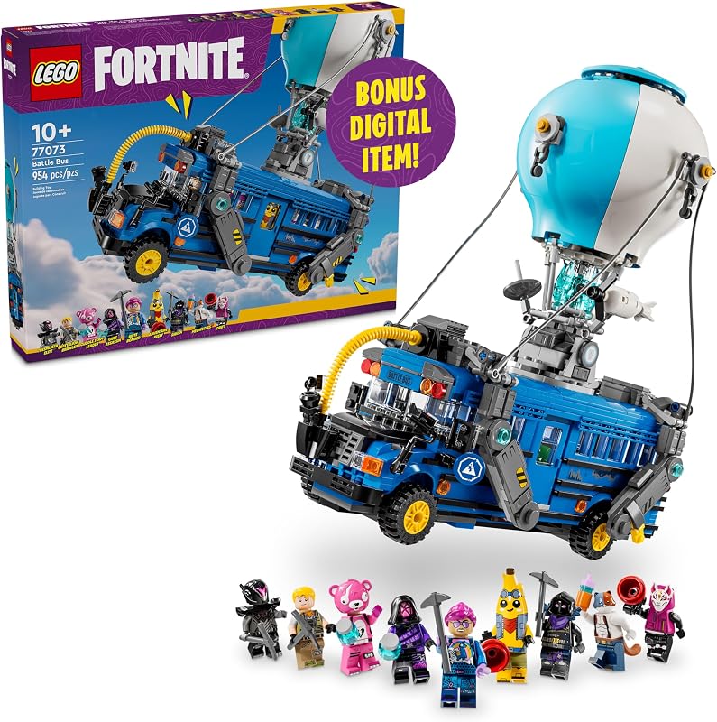LEGO Fortnite Battle Bus Building Toy Collectible Fortnite Toy for Kids Boys Girls Ages 10 Pretend Play Set with 9 Minifigures from Video Game Gift for Birthdays 77073