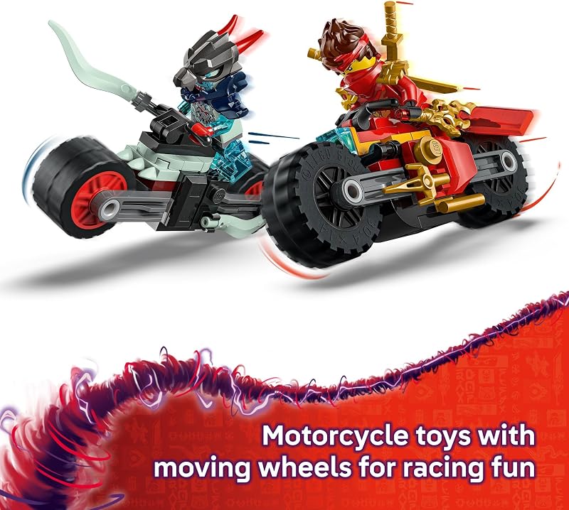 LEGO NINJAGO Kais Motorcycle Speed Race Building Toy for Kids Pretend Play Motorcycle Toy with 2 Minifigures Building Blocks for Boys Girls Ages 6 Gift Idea for Birthdays 71838