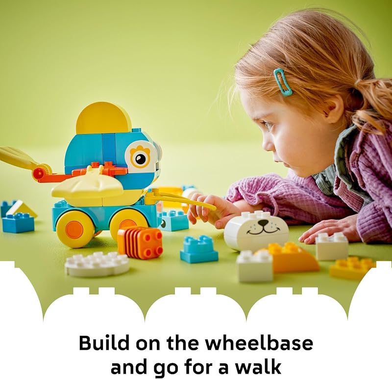 LEGO DUPLO Town 3 in 1 Animals on Wheels Building Toy Learning Play Set for Toddler Boys Girls Ages 2 Animal Building Blocks for Sensory Skills Practice Pretend Play Gift Idea 10448