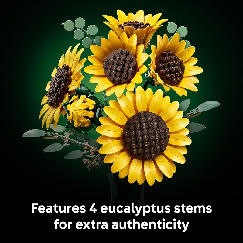 LEGO Botanicals Sunflower Bouquet Building Set for Adults Ages 18 Gift for Birthdays Artificial Flowers for Home Office Bedroom or Desk Decor 11502