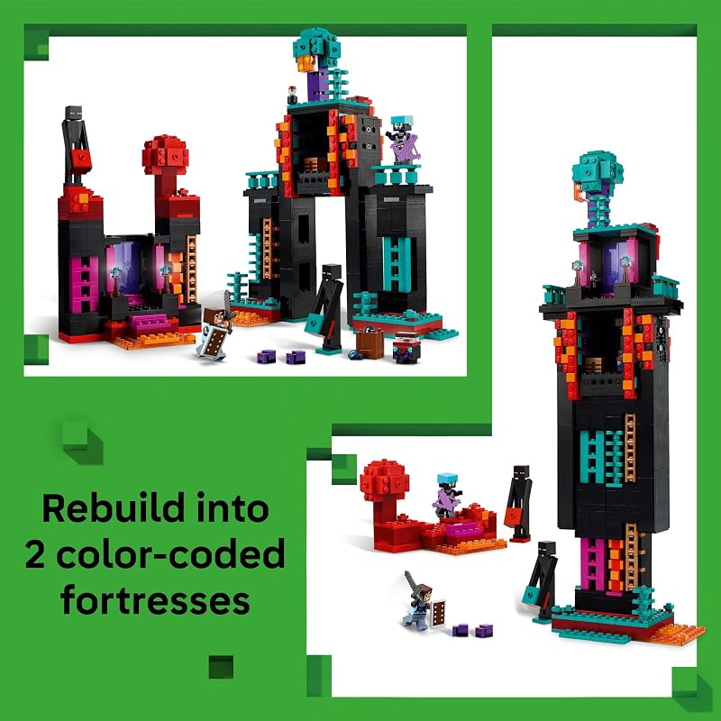 LEGO Minecraft The Enderman Tower Building Toy for Boys Girls Video Game Building Set for Kids Ages 9 2 Toys in 1 for Player Vs Player Pretend Play Gift Idea for Gamers 21279