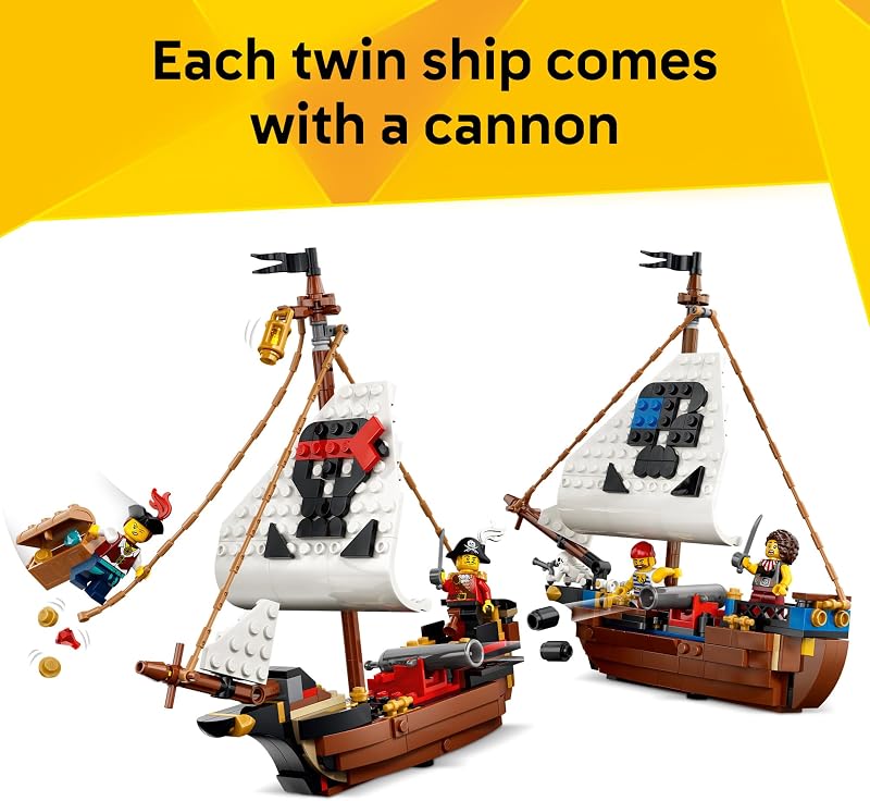 LEGO Creator 3 in 1 Iconic Pirate Ship Toy Building Set for Boys Girls Ages 9 Includes 5 Minifigures Gift for Kids Birthdays 31387