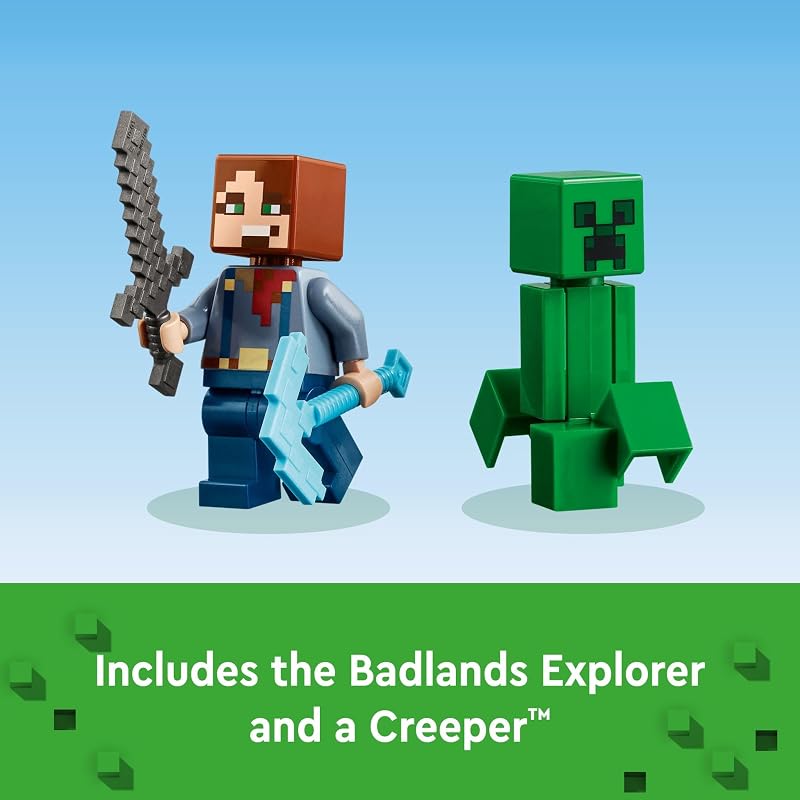 LEGO Minecraft The Badlands Mineshaft Building Toys for Boys Girls Ages 8 Video Game Toy for Kids W Minecraft Minifigures Gift for Birthdays 21263