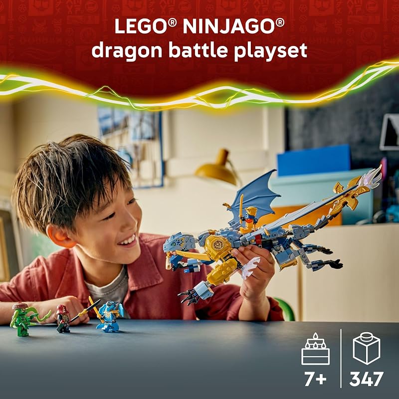 LEGO NINJAGO Ninja Dragon Riyus Battle Building Toy for Boys Girls Ninja Poseable Dragon Toy Playset for Kids Ages 7 Includes 4 Minifigures for Pretend Play Gift Idea for Birthdays 71855