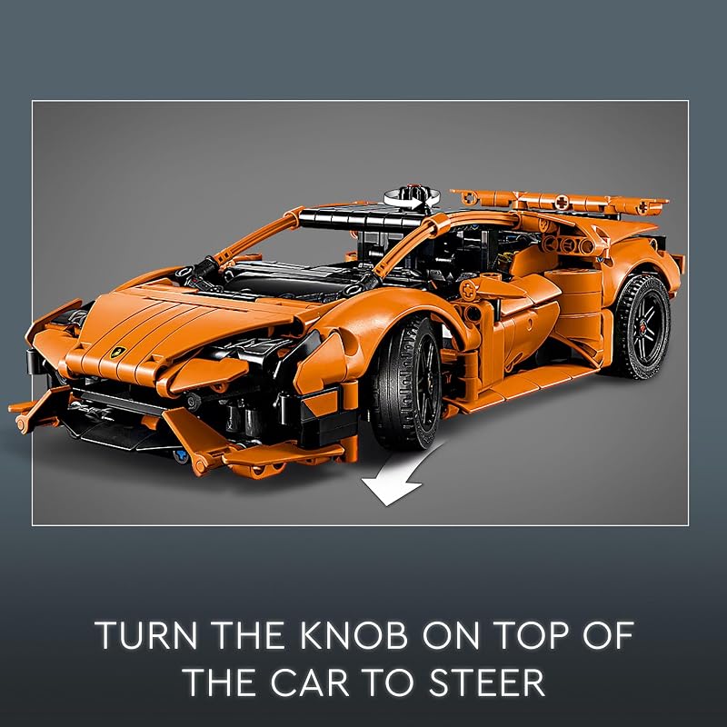 LEGO Technic Lamborghini Huracán Tecnica Orange Toy Cars Building Toys for Kids Boys Girls Ages 9 Lamborghini Toy Car W V10 Engine Steering Gift Ideas for Birthdays 42196